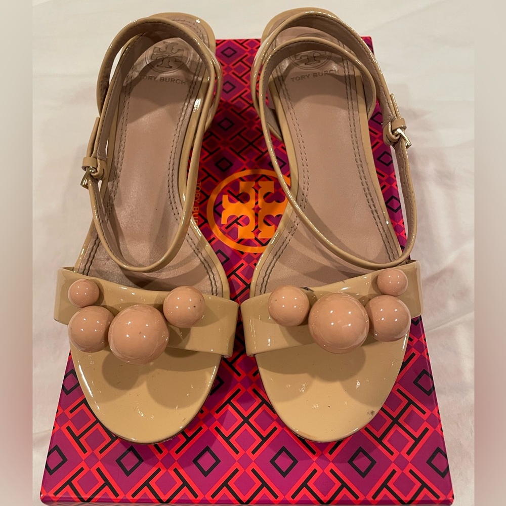 Tory Burch Tan Sandals with Decorative Accents